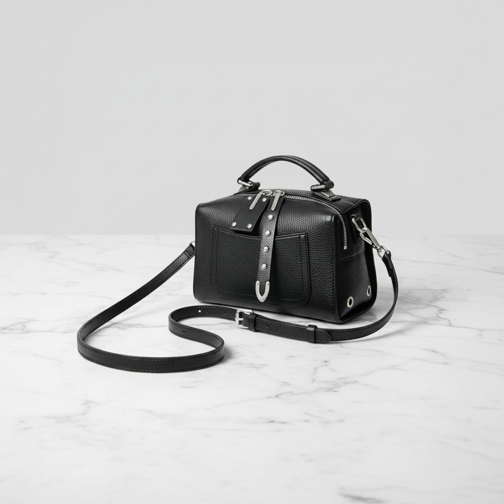THE LUXE Bag exterior side view with crossbody strap
